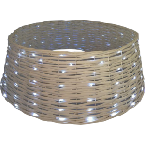 Cesta base albero bianca con LED grande 75x25 cm elegante