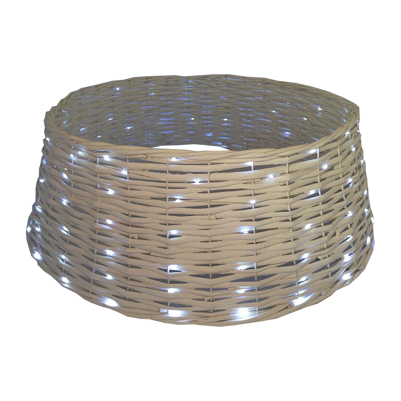 Cesta base albero bianca con LED grande 75x25 cm elegante