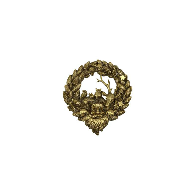 Corona in resina 38 cm oro con scena natalizia elegante