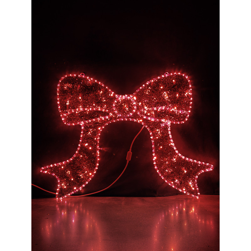 Fiocco rosso con flash bianco 111x80cm - Decorazione luminosa Natale