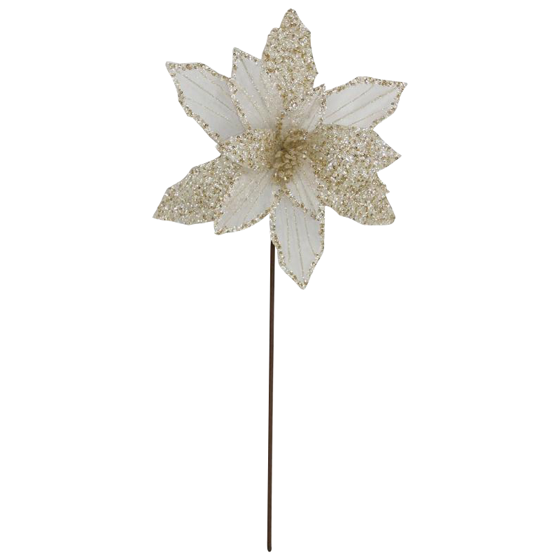 Fiore Aisha Champagne 36cm Decorazione Natalizia Elegante