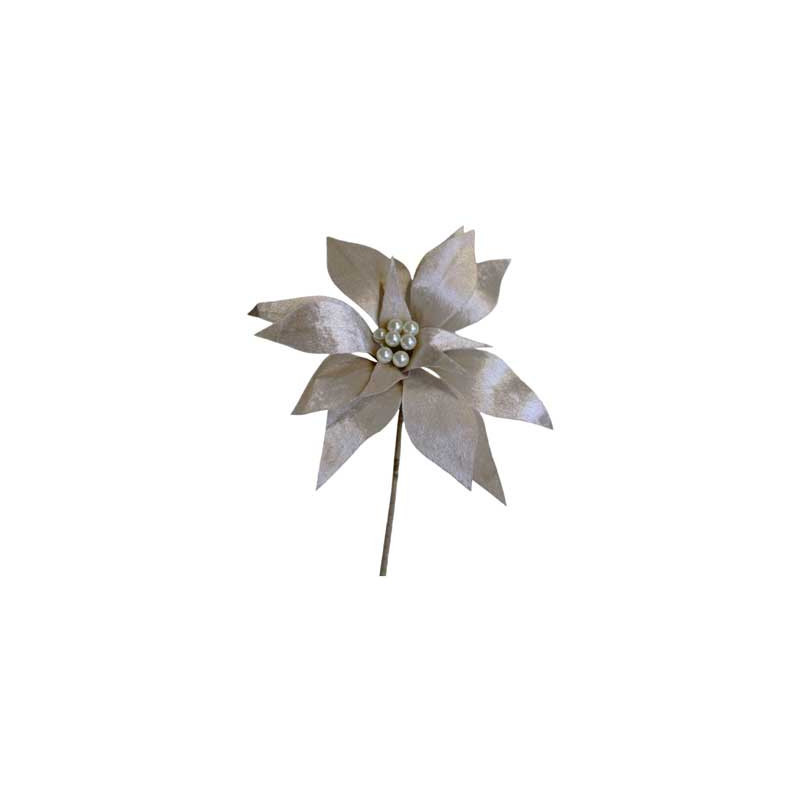 Fiore Elsa Champagne 36cm Decorazione Natalizia Elegante