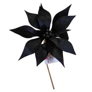 Fiore Elsa Nero 36cm Decorazione Natalizia Elegante