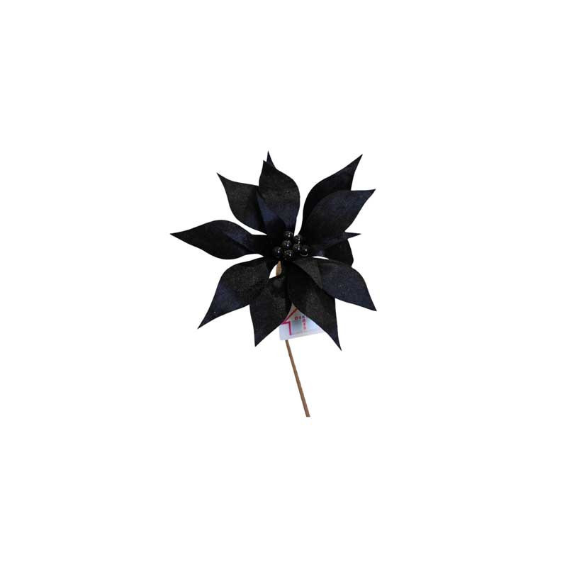 Fiore Elsa Nero 36cm Decorazione Natalizia Elegante