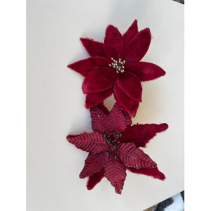Fiore Fur e Plissé Bordeaux 48cm Decorazione Natalizia