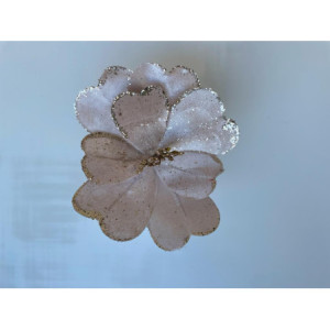 Fiore Heart con Glitter Crema 48cm Decorazione Natalizia