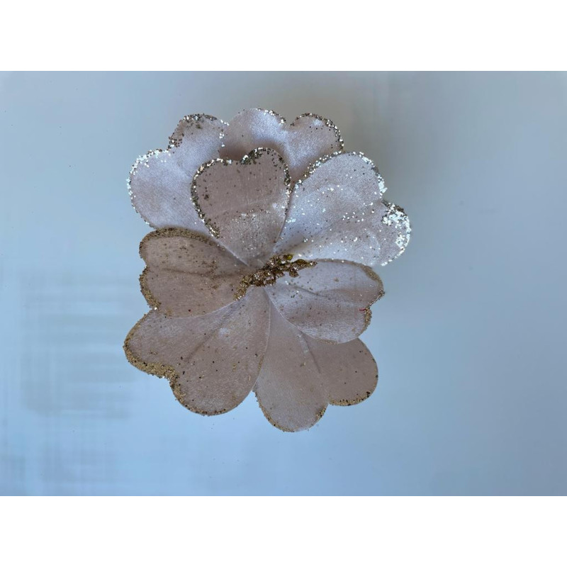 Fiore Heart con Glitter Crema 48cm Decorazione Natalizia
