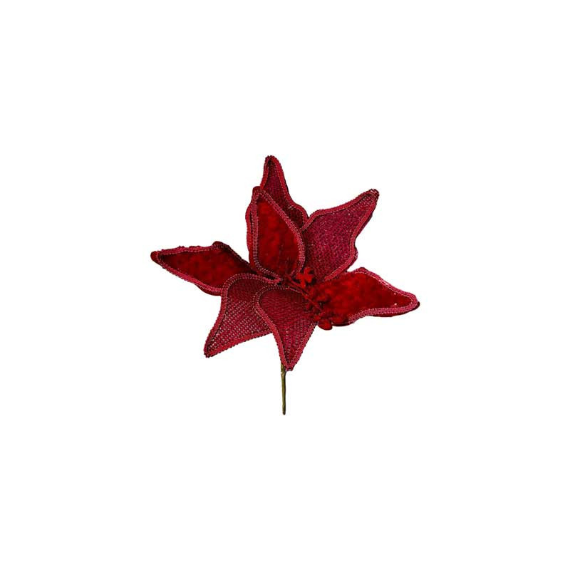 Fiore Juta Rosso 36cm Decorazione Natalizia Naturale