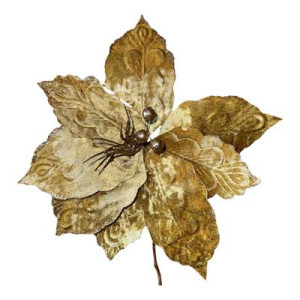 Fiore Plissettato Oro 45x30cm Decorazione Natalizia Elegante