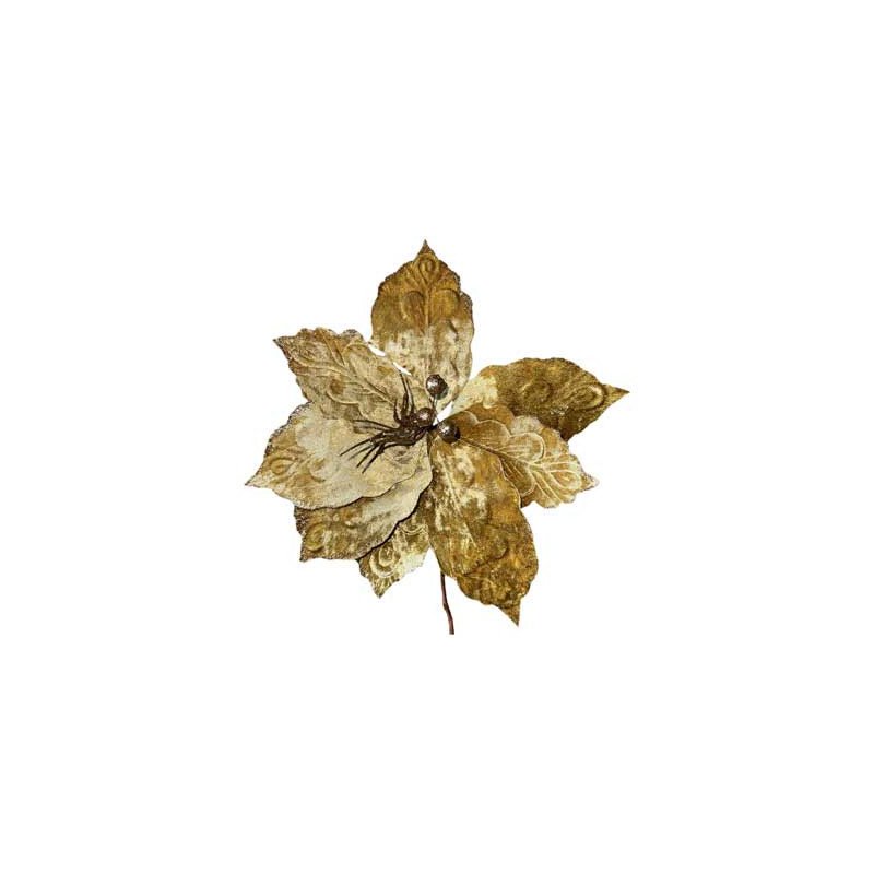 Fiore Plissettato Oro 45x30cm Decorazione Natalizia Elegante