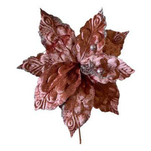 Fiore Plissettato Rosa 45x30cm Decorazione Natalizia Elegante