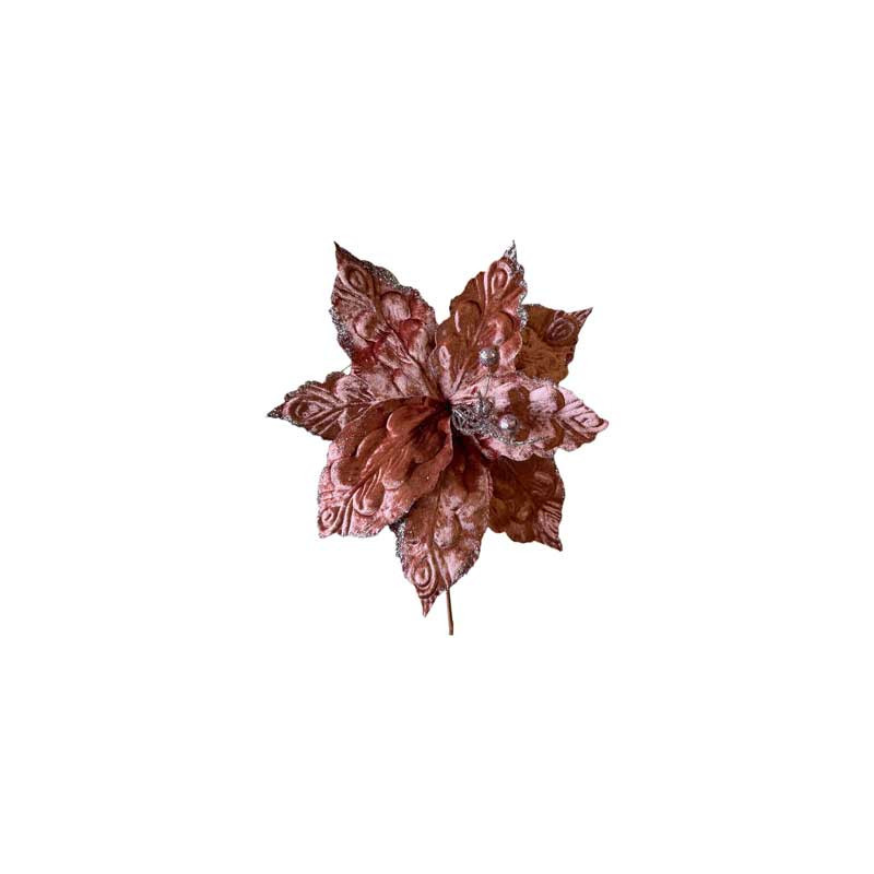 Fiore Plissettato Rosa 45x30cm Decorazione Natalizia Elegante