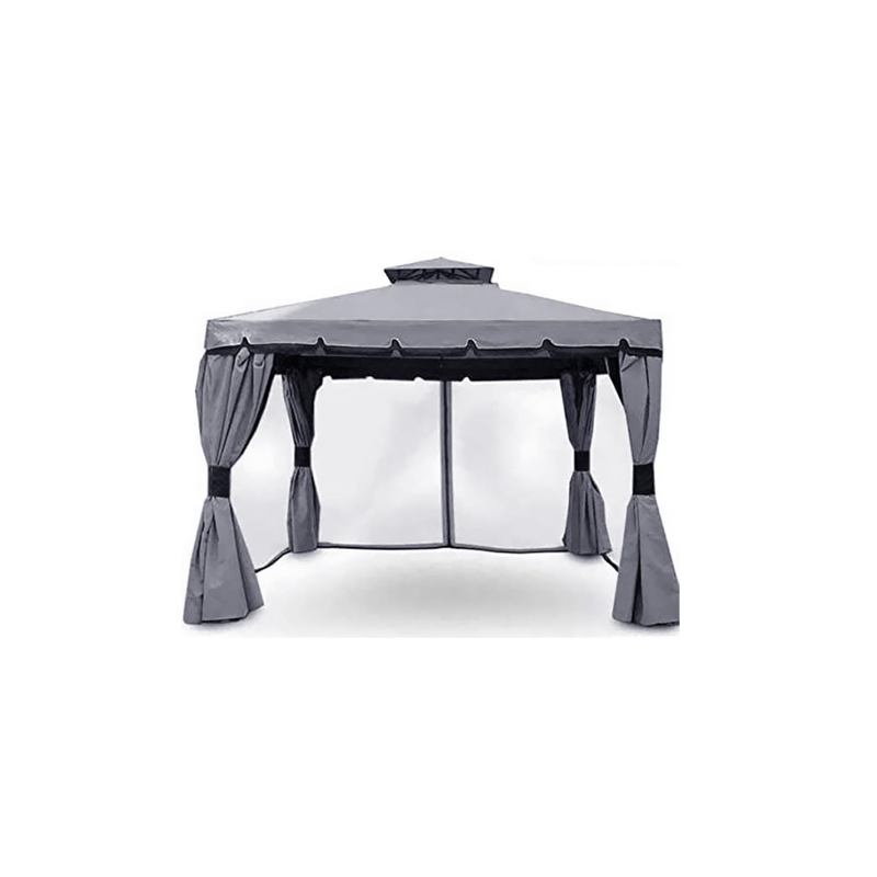Gazebo Royal 3x4 mt grigio con teli laterali e zanzariera robusto