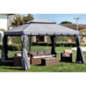 Gazebo Royal 3x4 mt grigio con teli laterali e zanzariera robusto
