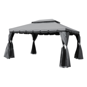 Gazebo Royal 3x6 mt grigio con teli laterali e zanzariera robusto