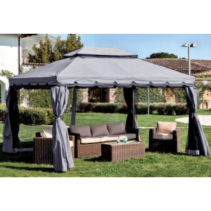 Zoom Gazebo Royal Mt3.6*4.8 Grigio All Pl100mm Con Teli Lat E Zanz.
