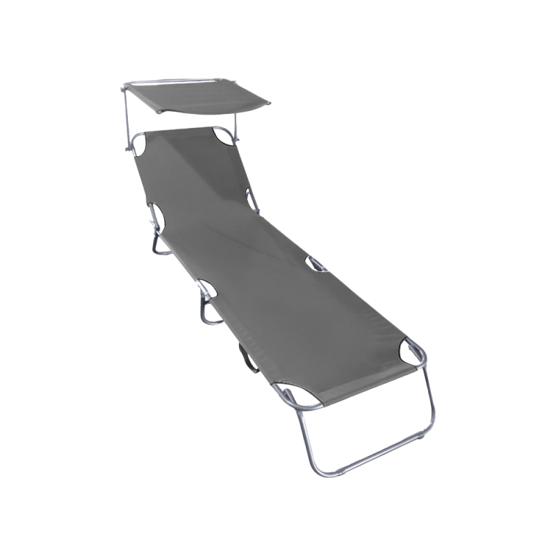 Lettino Gold Sand Grigio con Cuscini Metallo Oxford