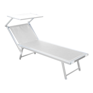 Lettino Lux Beach bianco con parasole 2 posizioni pieghevole