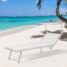 Lettino Lux Beach bianco con parasole 2 posizioni pieghevole