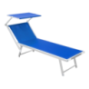 Lettino Lux Beach blu con parasole 2 posizioni pieghevole