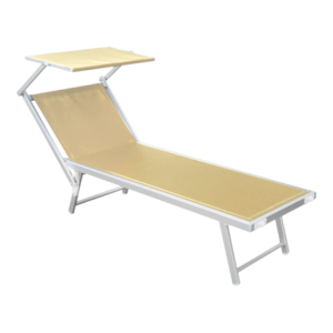 Lettino Lux Beach crema con parasole 2 posizioni pieghevole