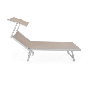 Zoom Lettino Lux Beach Crema Con Parasole 2 posizione In Alluminio Pieghevole