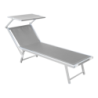 Lettino Lux Beach grigio con parasole 2 posizioni pieghevole
