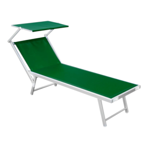 Lettino Lux Beach verde con parasole 2 posizioni pieghevole