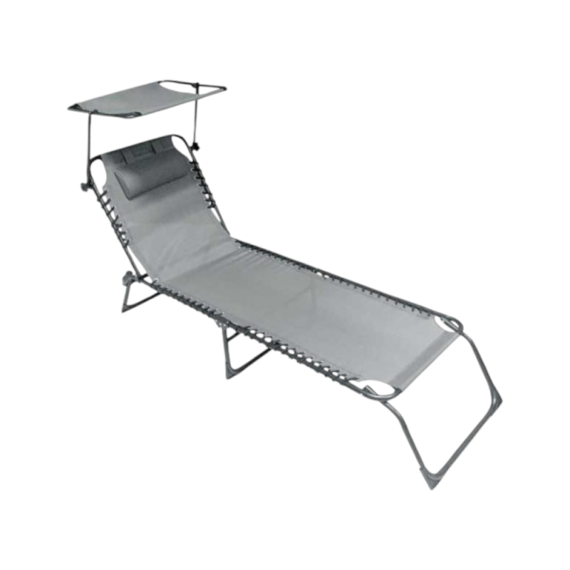 Lettino Relax King grigio con cuscino in metallotextilene