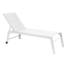 Lettino Stretch Lounge bianco alluminio con ruote da giardino