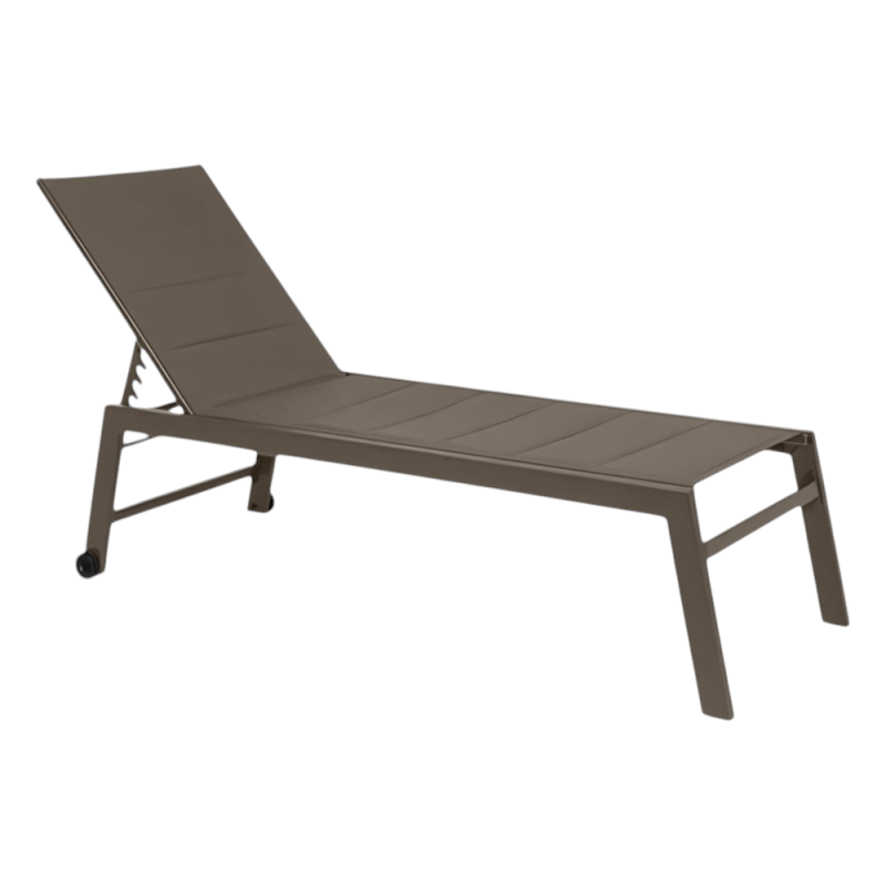 Lettino Stretch Lounge tortora alluminio con ruote da giardino
