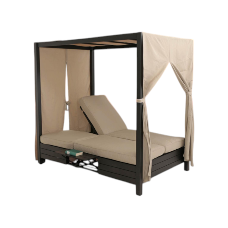 Lettone Sunbed Ibiza Alluminio Grigio Cuscino Beige - Giardino