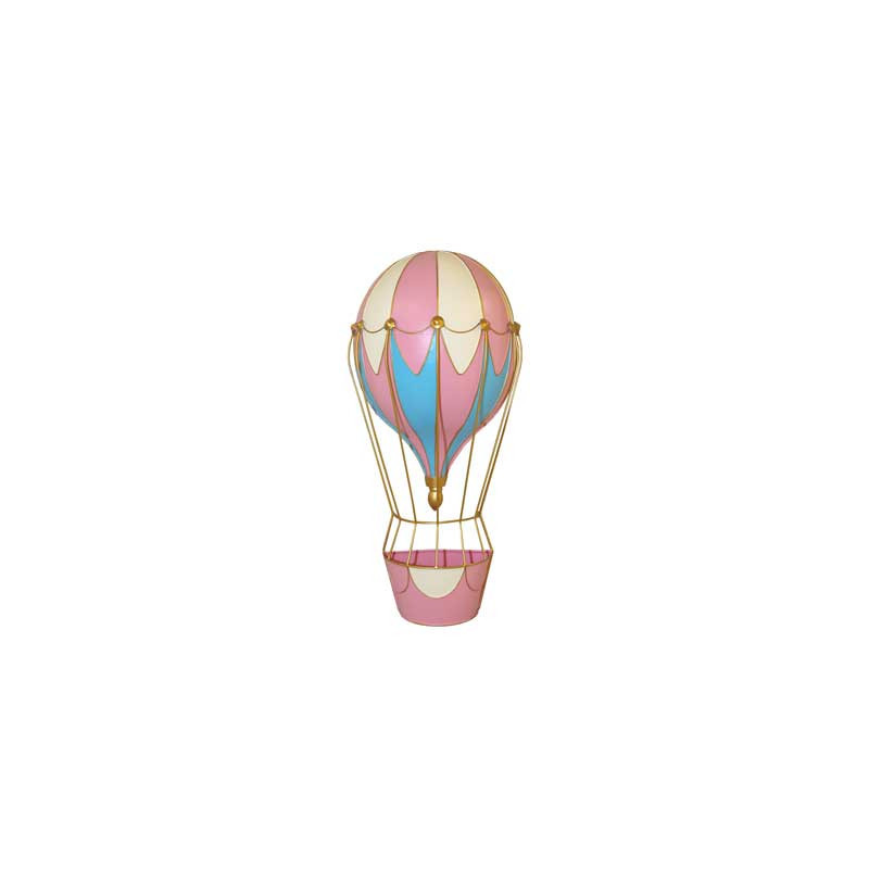 Mongolfiera a Muro 28x28x70 cm Rosa Celeste Polvere - Decorazione