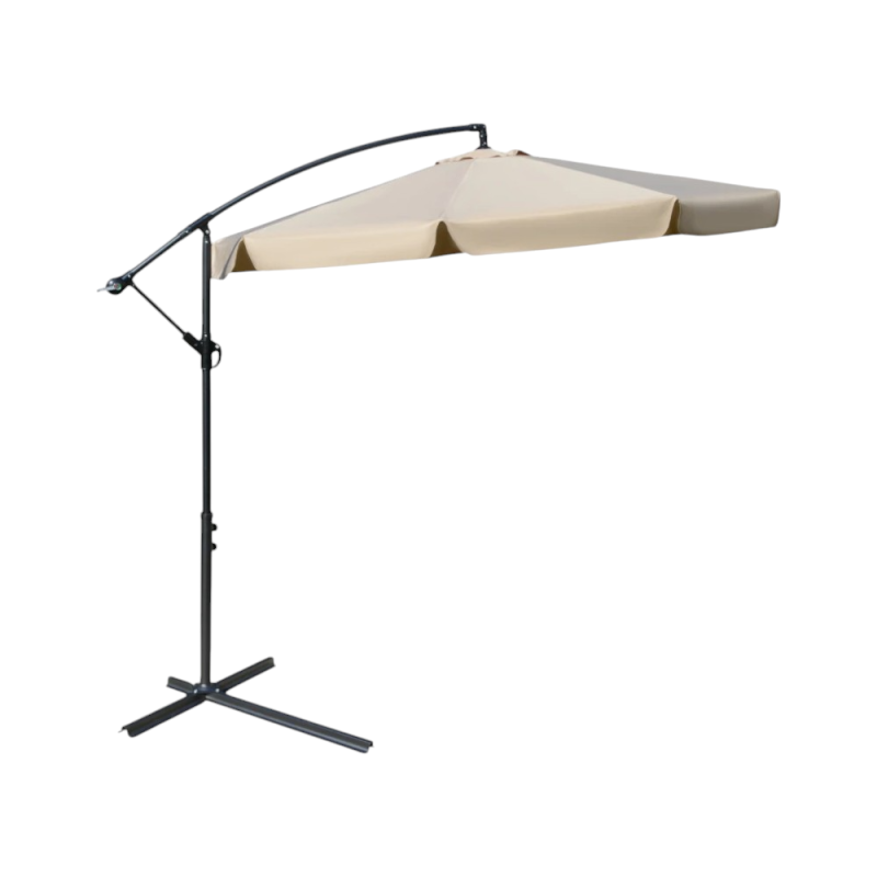 Ombrellone Banana 3m a braccio grigio/beige con flap - Outdoor elegante