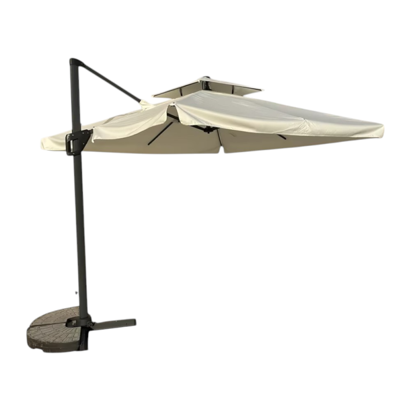 Ombrellone Santorini 3x3 m Antracite Telo Beige con Flap - Giardino