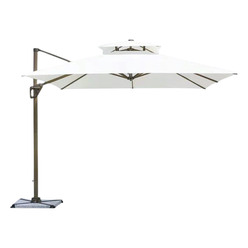 Ombrellone Santorini 3x3 m Champagne Gold Telo Bianco - Giardino