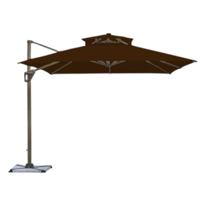 Ombrellone Santorini 3x3m struttura champagne telo moka