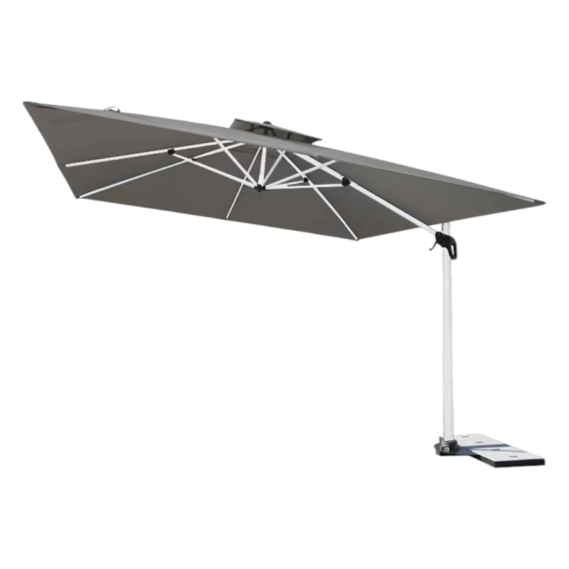 Ombrellone Santorini 3,5x3,5 m Bianco Telo Grigio - Arredo Giardino