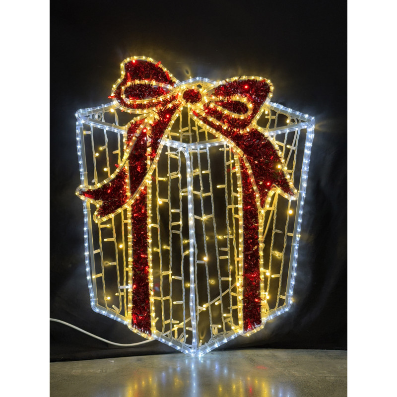 Pacco regalo bianco caldo/rosso/flash bianco 128x200cm - Decorazione natalizia