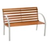 Panchina Doghe in Legno Naturale e Metallo Bianco - Arredo Giardino