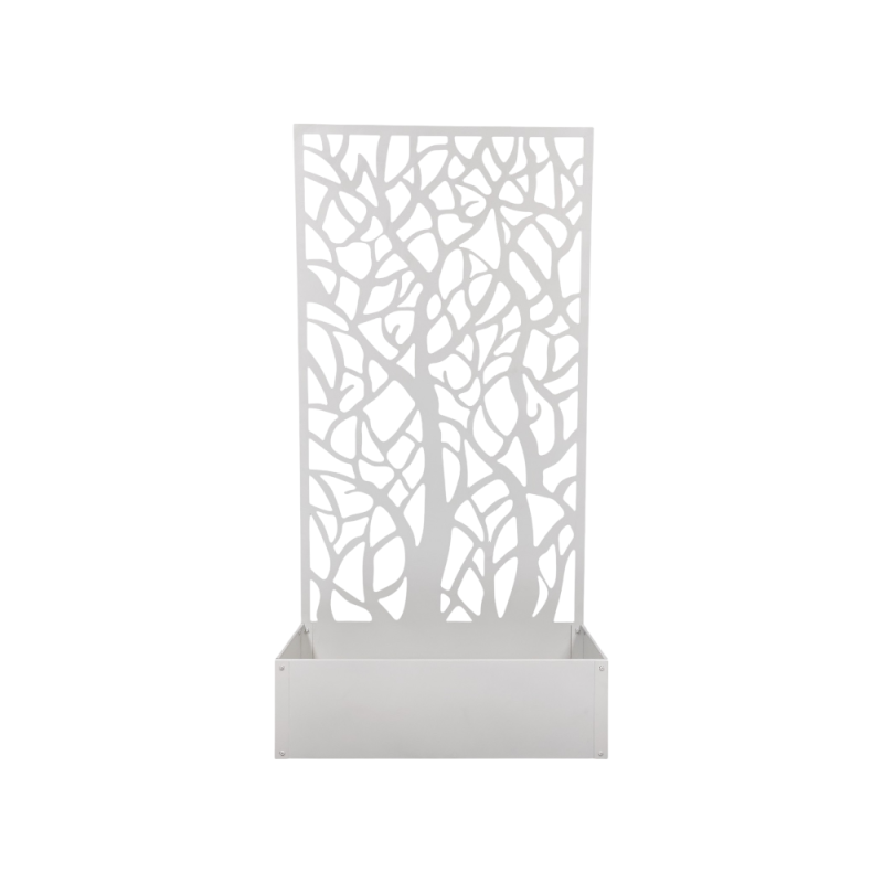 Pannello TreeLife in ferro con fioriera 90x180cm bianco - Design unico