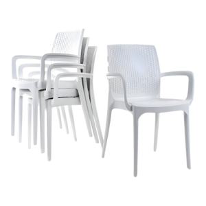 Poltrona Baviera in Rattan Bianco - Eleganza Outdoor