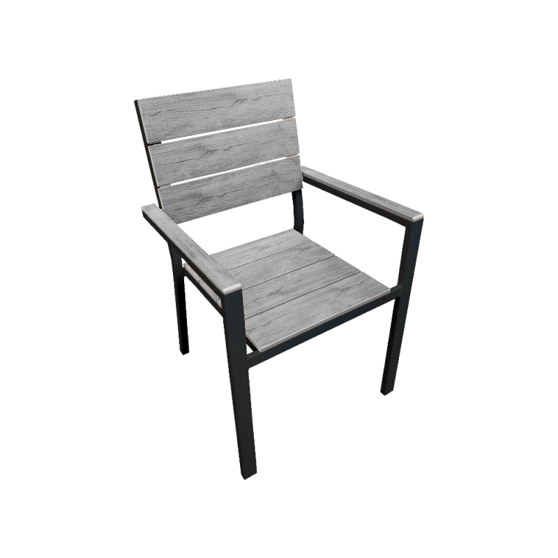 Poltrona Madagascar Alluminio Antracite-Legno Grigio Outdoor