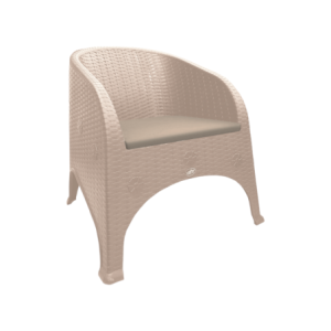 Poltrona Olivia cappuccino con cuscini tortora per esterno