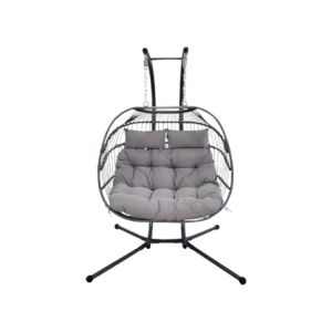 Zoom Poltrona Pensile 2posti Kenya In Rattan Antracite cuscini Grigio