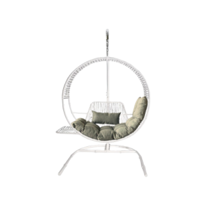 Zoom Poltrona Pensile Formentera In Rattan Bianco + cuscini Tortora