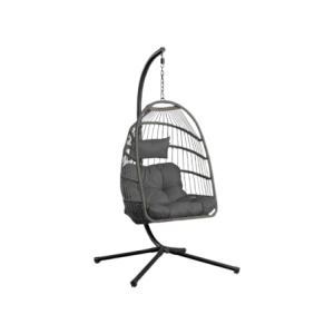 Zoom Poltrona Pensile Singapore In Rattan Grigio cuscini grigio