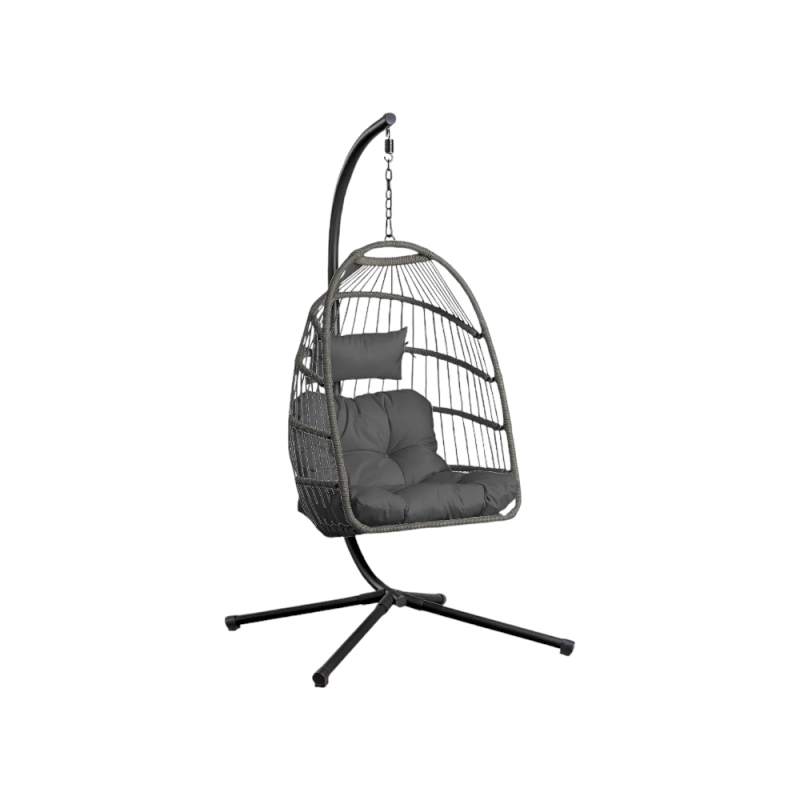 Poltrona pensile Singapore rattan grigio - Relax sospeso outdoor