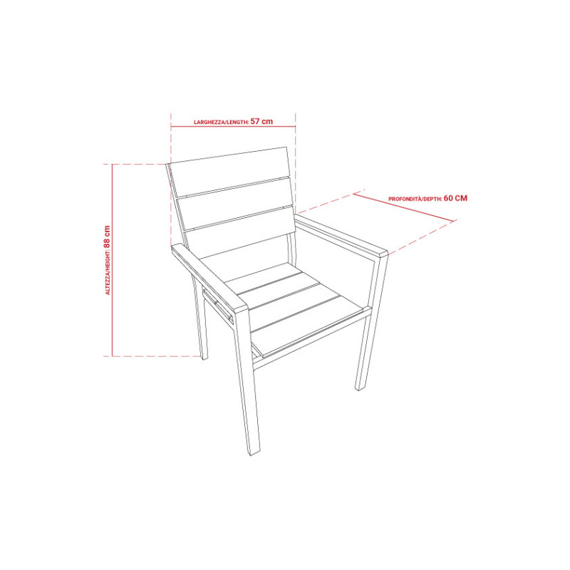 Poltrona teak in alluminio antracite-legno - Outdoor design