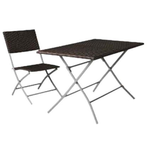 Set Pratiko Family Tavolo + 4 Sedie Pieghevoli Wicker Moka